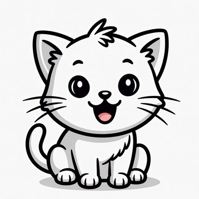 Cute cartoon kitten smiling