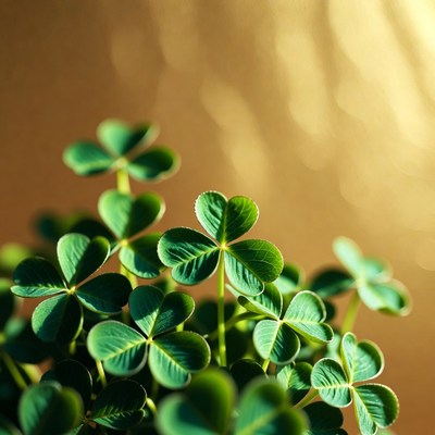 Cluster of green clover leaves
