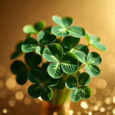 Four-leaf clover on gold background