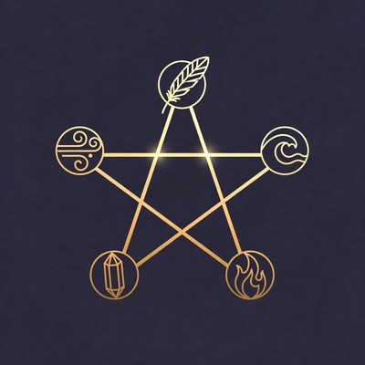 Golden Pentagram with Five Elements
