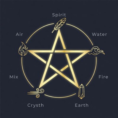 Golden Pentagram with Five Elements