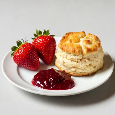 Strawberries, Biscuit, and Jam Plate