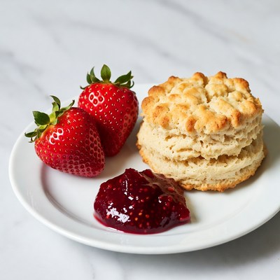 Strawberries Biscuit Jam Plate
