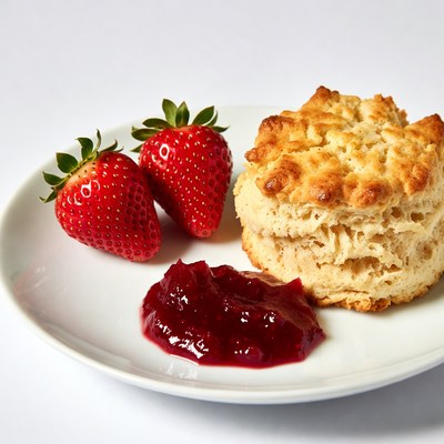 Strawberry Jam Biscuit on Plate