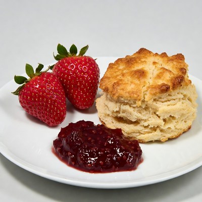 Strawberries, Biscuit and Jam Plate