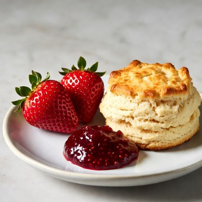 Strawberries, Biscuit and Jam