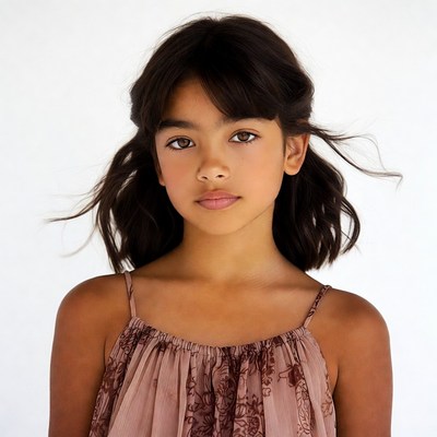 Young Asian girl in pink dress