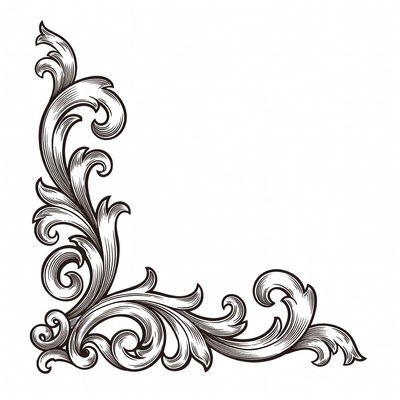 Ornate Black Corner Flourish Illustration
