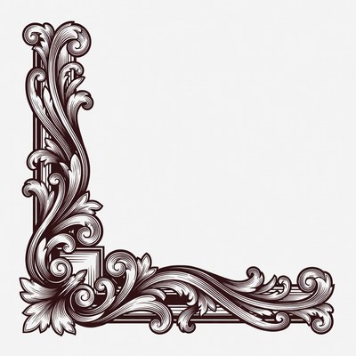 Ornate Floral Corner Border Illustration