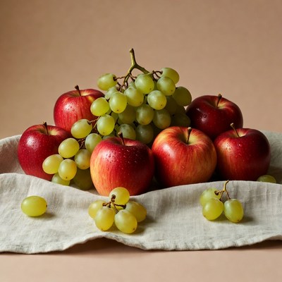 Red Apples and Green Grapes Still Life