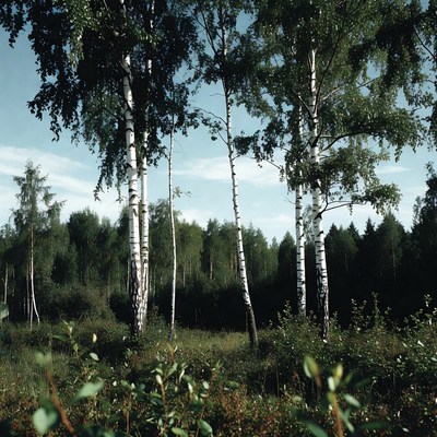 Birch Trees in Forest