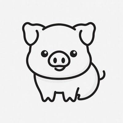 Cute cartoon baby pig