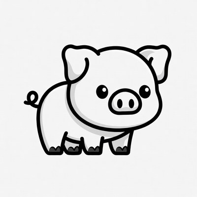 Cute cartoon baby pig