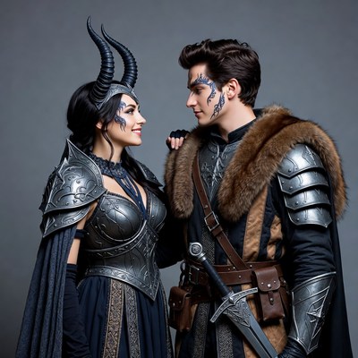 Medieval Warrior Couple in Fantasy Armor