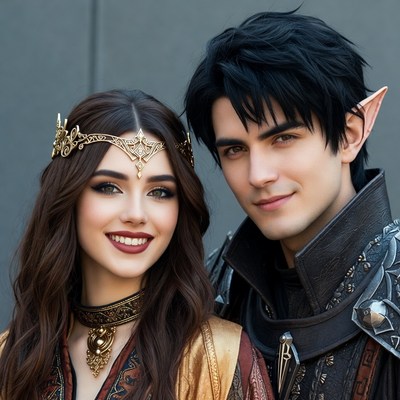 Elf couple in fantasy cosplay