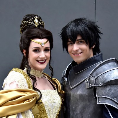 Belle and male cosplayer in costume