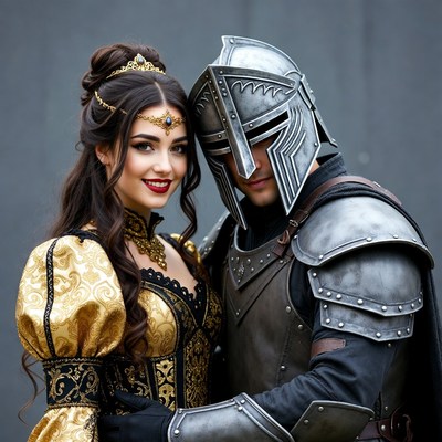 Medieval Knight and Princess Together