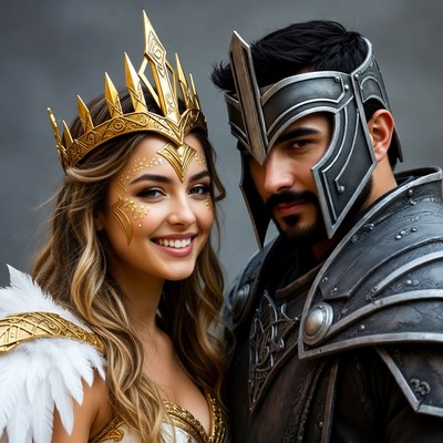 Queen and Knight in Costume Together