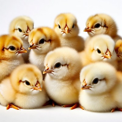 Group of fluffy yellow chicks
