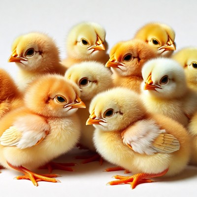 Group of fluffy yellow chicks