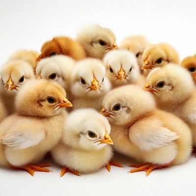 Group of fluffy baby chicks