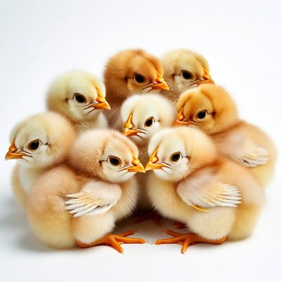 Group of fluffy baby chicks