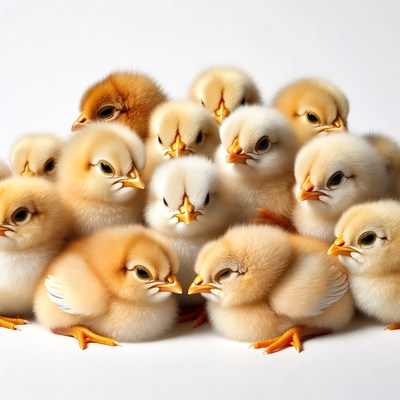 Group of fluffy baby chicks