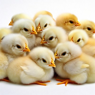 Cluster of fluffy yellow chicks