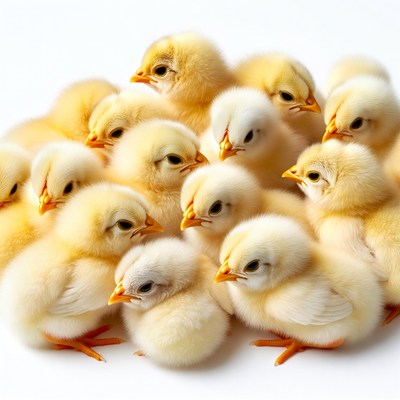 Group of fluffy yellow chicks
