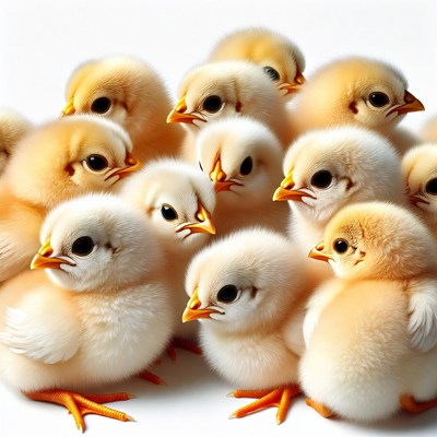 Fluffy yellow chicks clustered together