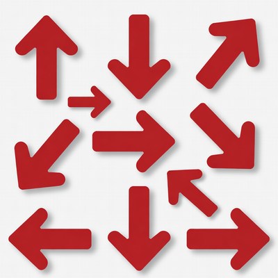 Red Arrows Up Down Left Right