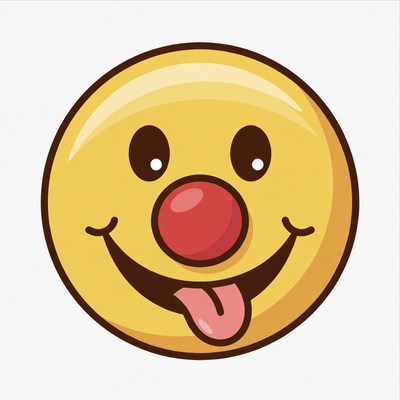 Cartoon Clown Smiley Sticking Tongue Out