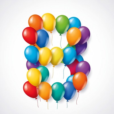 Number 8 Made of Colorful Balloons