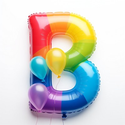 Rainbow Balloon Letter B with Balloons