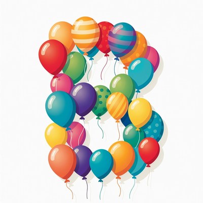Number 8 Made of Colorful Balloons