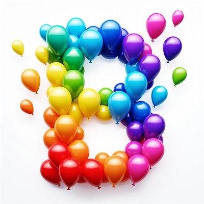 Rainbow Balloons Forming Number 8