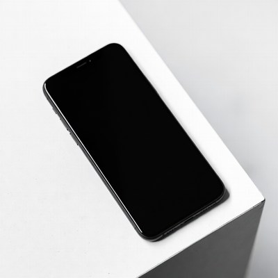 Black iPhone on white table