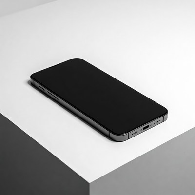 Black iPhone on white background