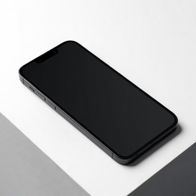 Black iPhone on white background