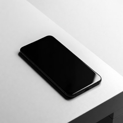 Black smartphone on white table