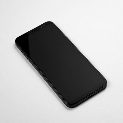 Black smartphone on white background