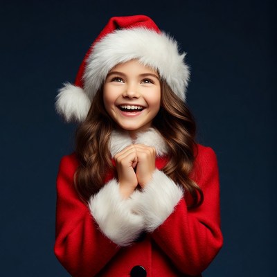 Girl in red Santa hat smiling