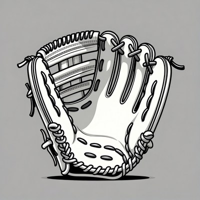 White Baseball Glove Illustration