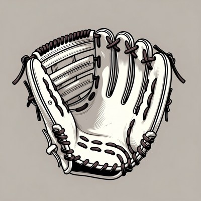 Open White Baseball Glove Illustration