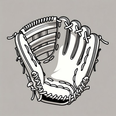 Open White Baseball Glove