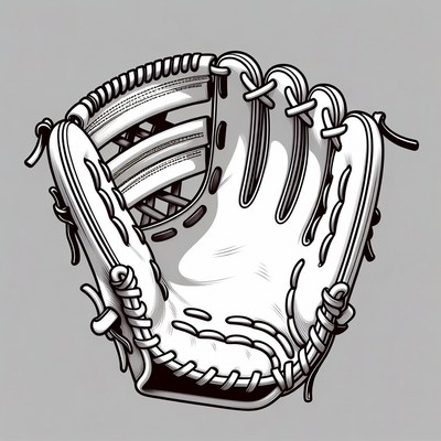Open white baseball glove illustration