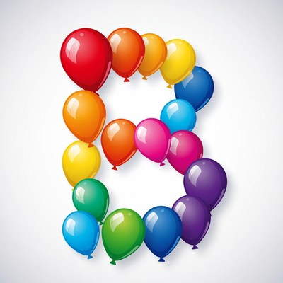 Rainbow Balloons Forming Letter B