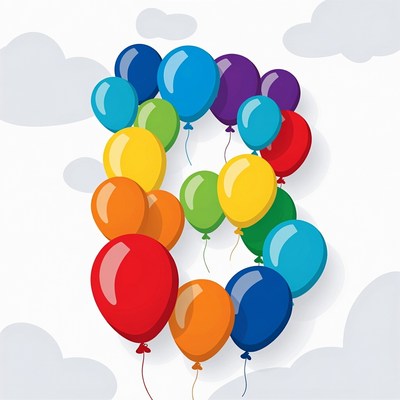 Colorful Balloons Forming Number 8