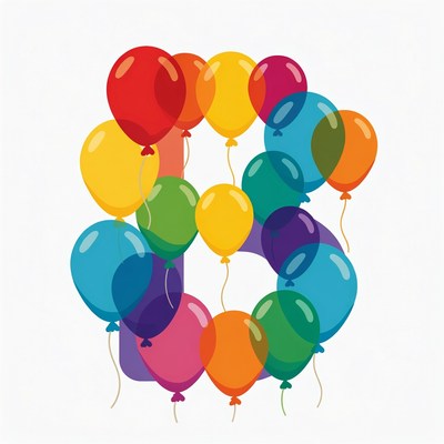 Colorful Balloons Forming Number 8