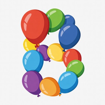 Number 8 Made of Colorful Balloons